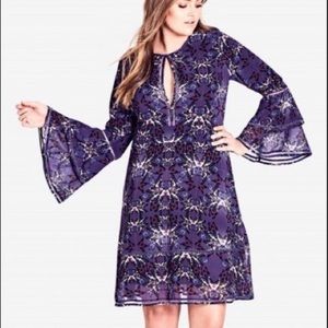 NWT Sz 18 City Chic Butterfly Bell Sleeve Dress